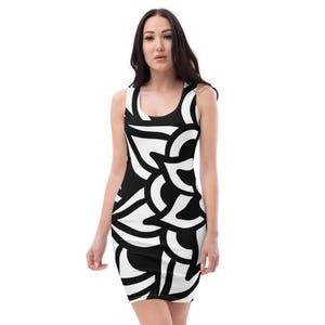 Black and White Floral print Bodycon dress short sexy summer dress