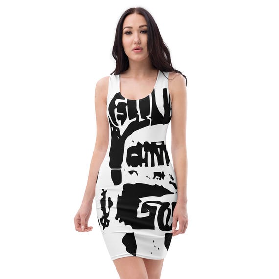 distressed bodycon dress Black and White Paint Splatter Bodycon Dress