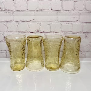 Vintage Yellow Water Glasses – Set of Four