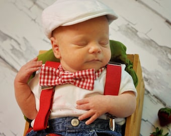 White Linen Newsboy Hat, Baby Christening Cap