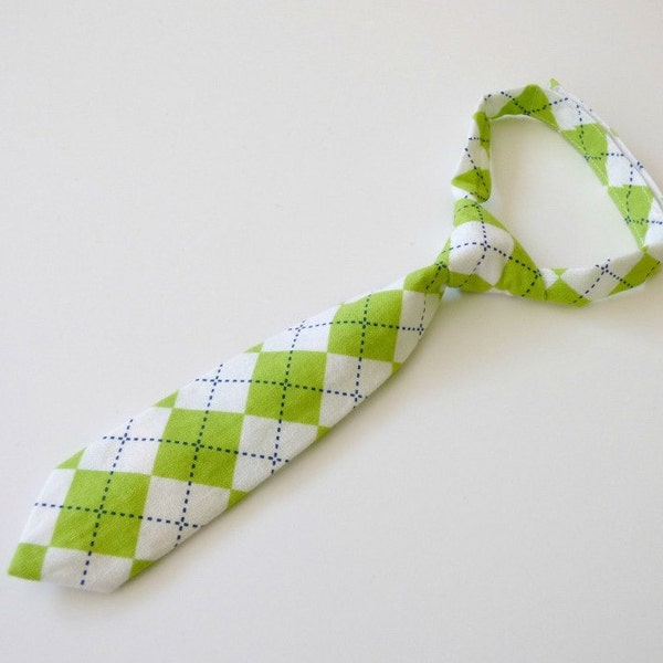 Lime green baby boy necktie, argyle infant neck tie, Baby 3 months photo prop, toddler boys Easter necktie, spring photo prop- made to order