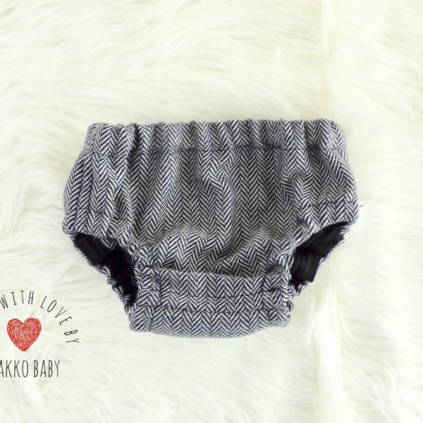 Baby boy diaper cover, herringbone baby bloomers, wool diaper cover for boy, winter nappy cover, newborn size available  - made to order