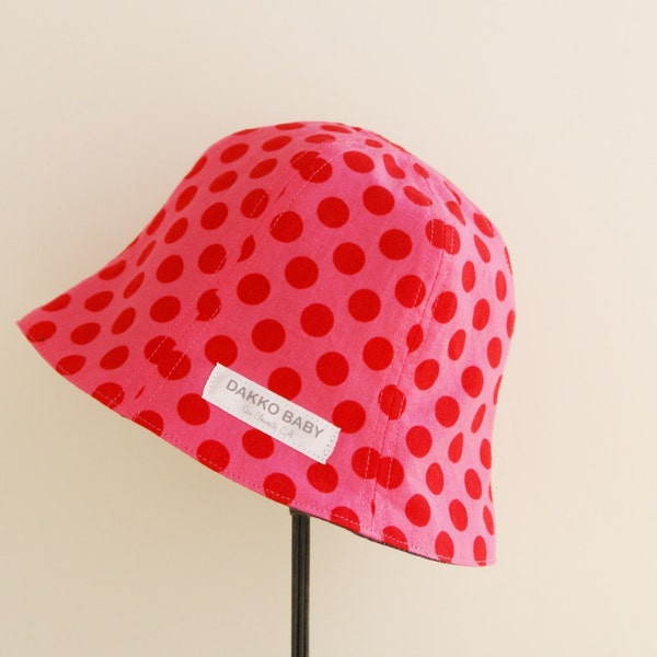 Pink summer hat, red polka dot sun hat, baby girl summer hat, Michael Miller ta dot, denim sun hat, fuchsia- made to order