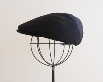 Black Newsboy Hat, Kids Suiting Flat Cap, Made to Order