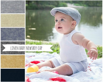 Baby newsboy cap - Linen baby flat cap - toddler newsboy cap - baby boy flat cap - kids newsboy hat - golf, driving, ivy cap - made to order