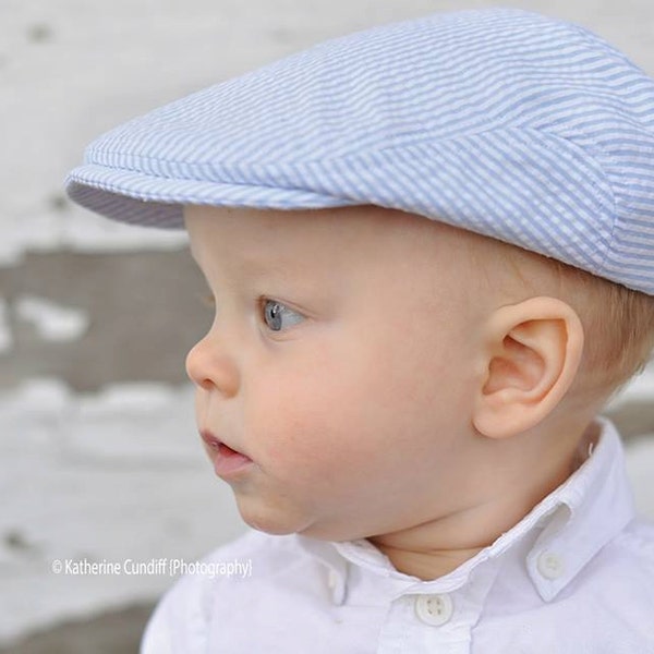 Navy Seersucker/White Cotton Number - Seersucker Birthday Hat main image 0