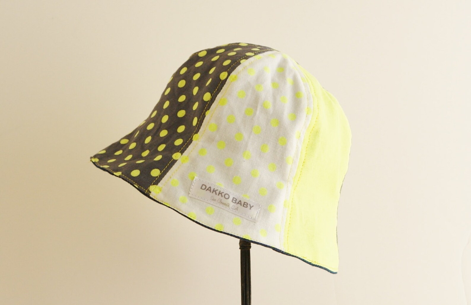 Neon Yellow Sun Hat Polka Dots Summer Hat Baby Sun Hat Baby Etsy