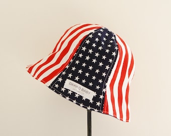 American Flag Baby Sun Hat – Patriotic 4th of July Infant Hat