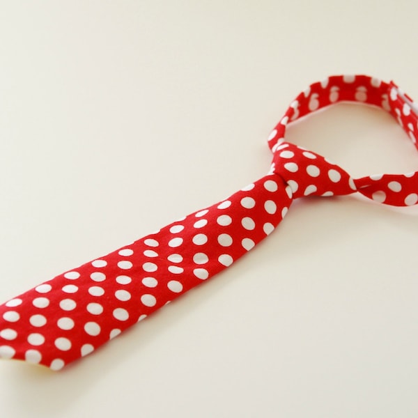 Red polka dot necktie for baby, photo prop necktie for boy, Baby Birthday party prop necktie - made to order