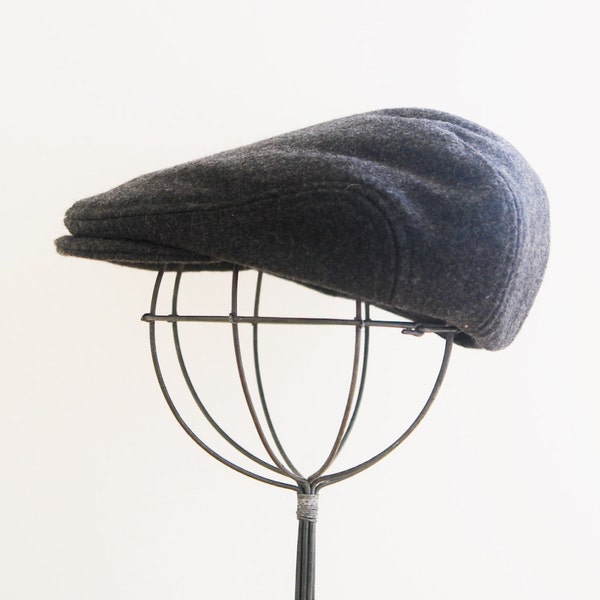 Melton wool newsboy hat, charcoal gray newsboy hat, baby flat cap, boy newsboy cap, drivers cap, golf cap - made to order
