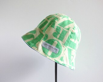 Alphabet Print Baby Sun Hat, Reversible Denim, Made to Order
