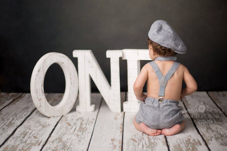 Cake smash outfit for boys smash cake outfit gray linen Etsy
