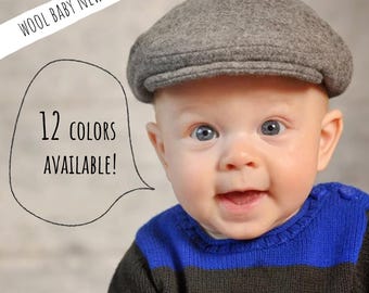 Baby newsboy hat - Boys wool flat cap in 12 colors - handmade Irish-style