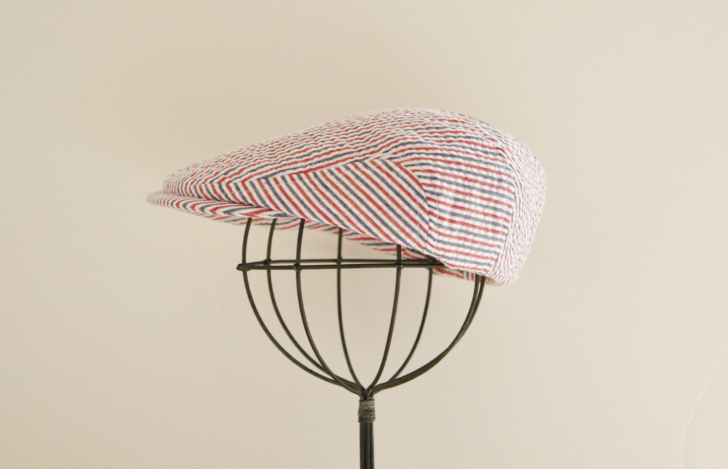 Red and blue striped seersucker newsboy hat kids newsboy hat Etsy