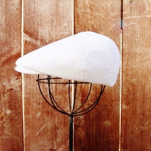 White linen newsboy hat, baby newsboy cap -  christening, baptism, ring bearer
