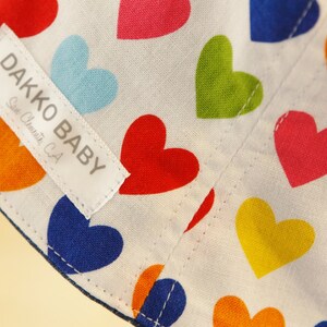 Heart Print Baby Sun Hat - Reversible Denim Toddler Hat, Made to Order imagem 2