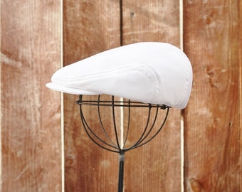 White satin newsboy hat, Christening, Baptism newsboy cap for baby