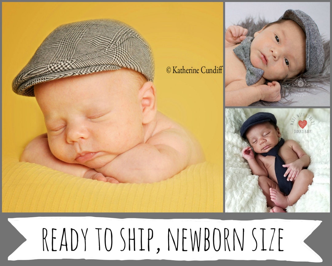Newborn Baby Newsboy Cap, Newborn Flat Cap, Baby Coming Home Hat for