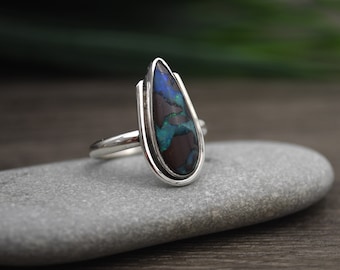 Opal Ring, Size 7,  Australian Opal, Boulder Opal, Sterling Silver, Genuine Opal, Handmade Ring, Artisan Ring