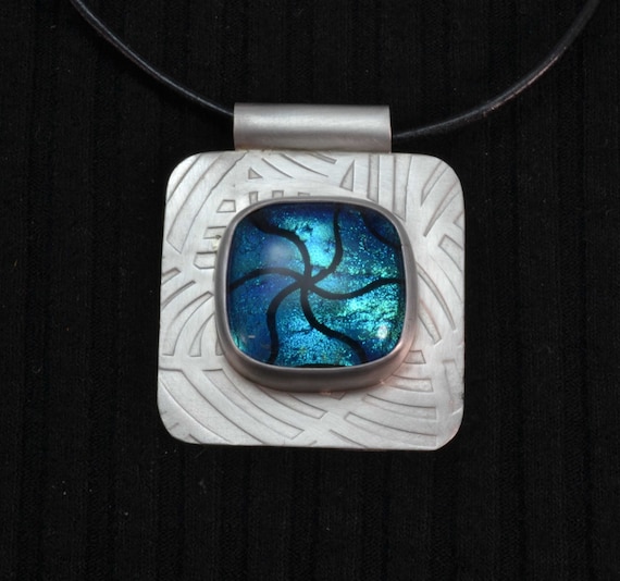 Dichroic Fused Glass Pendant Comes With Sterling Silver -   Dichroic  fused glass pendants, Dichroic fused glass, Fused glass pendant