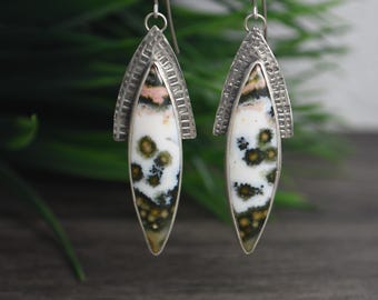 River Jasper Earrings: Sterling Silver Modern Dangle Earrings