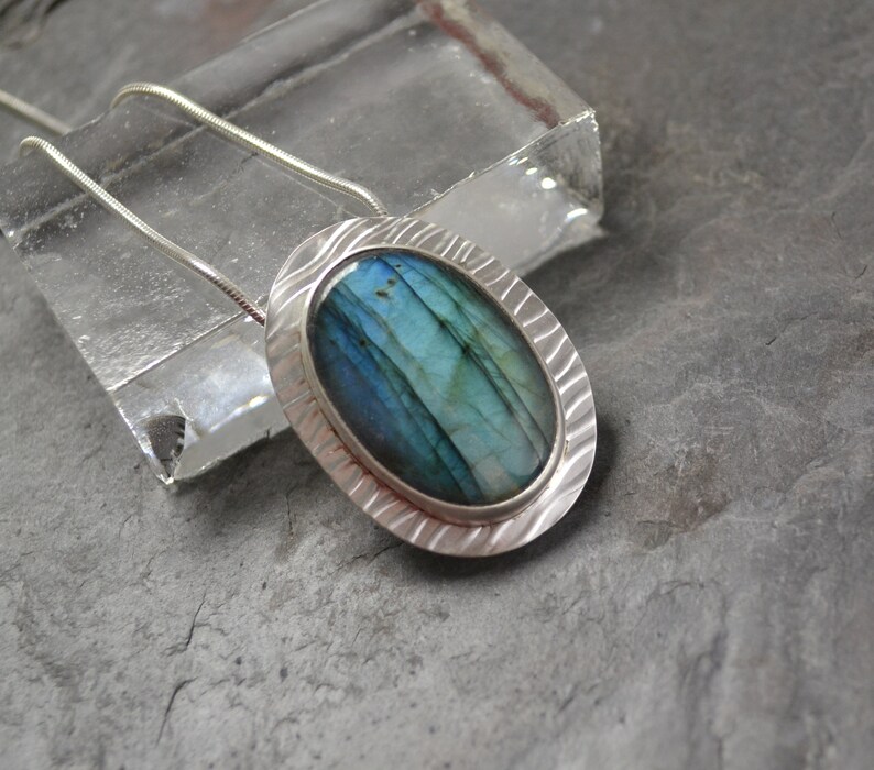 Northern Lights Pendant Labradorite Flash Blue Color Fine Etsy