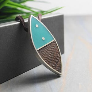 POD Anhänger, Gießharz, Wenge Holz Und Sterling Silber, Edelholz Anhänger, Kunst Schmuck, Unikat