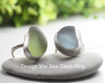 Design Your Sea Glass Ring, Custom Ring To Your Size, English Sea Glass, Sterling Silver, Handmade Ring By MarkWhiteDesigns