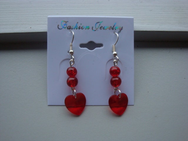 Red Heart Earrings - Etsy