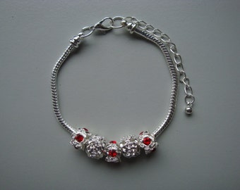 Red crystal flower bracelet