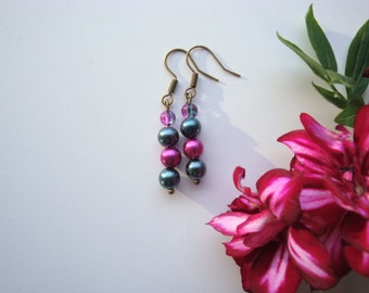 Petrol/magenta earrings