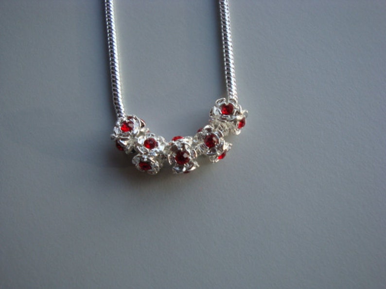 Red crystal flower necklace image 1