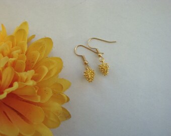 Gold plated pine cone earrings