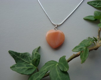 Orange agate heart necklace