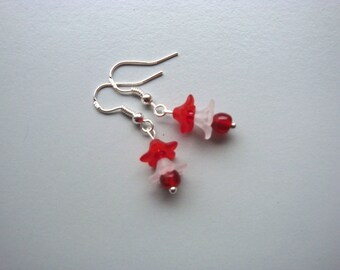 Red and white beaded earrings
