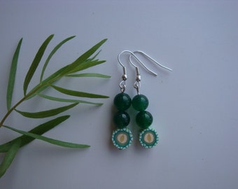 Green beaded earrings