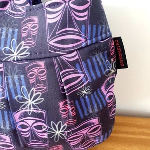 Purple Tiki Style Bamboo Handle handbag, purse, retro, rockabilly, tropical, luau, Hawaiian, Polynesian image 5