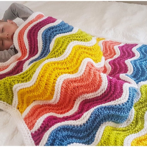 TLA Over The Rainbow Toddler Blanket Knitting Pattern (Digital Copy)