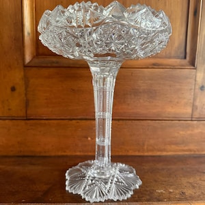 Cut Crystal Compote American Brilliant Period Cut Glass