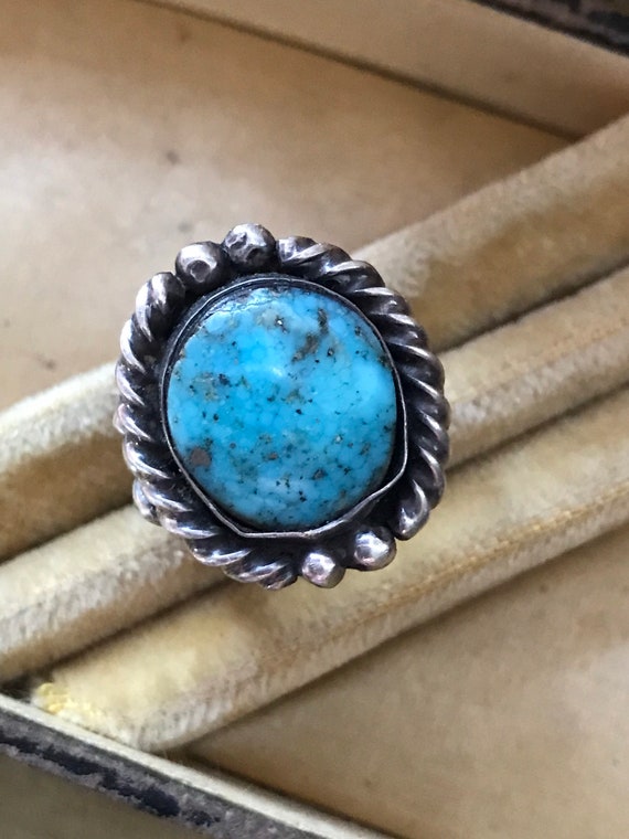 Vintage Native American Turquoise Sterling Ring So