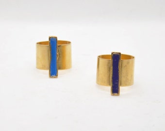 Tube Ring, Wide Band, Wide Ring, Gold Plated Ring, Open Ring, Big Ring, Chunky Ring, Cuff Ring, Statement Ring, Blue or Purple Ring