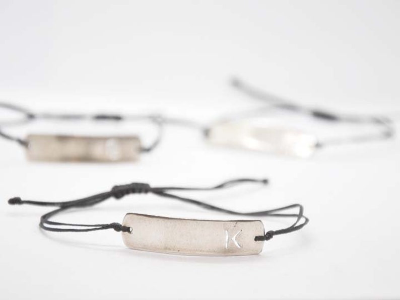Monogram Bracelet, Personalized Bracelet, Sterling Silver, Name bracelets, Monogram Pendant, Gift for Him image 1