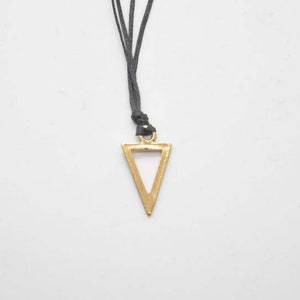 Triangle necklace - Gold or Silver Triangle with black cord - Everyday Necklace - Minimalist Jewelry -Gift for Her-Gift for Him