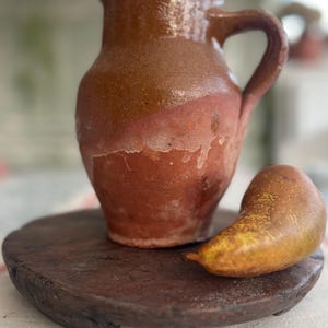Jarrón turco antiguo de terracota – Jarrón rústico de aceitunas de 21 cm de alto, decoración Wabi Sabi para el hogar