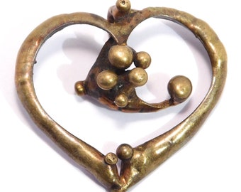 Superb Bronze Heart Modernist Pendant