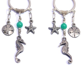 Artistic Earrings Sterling Seahorse Seastar And Sand Dollar