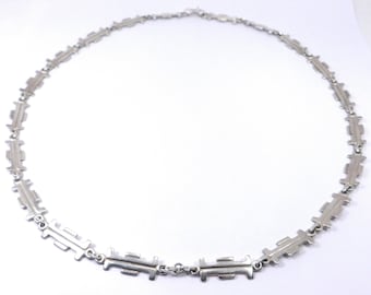 Modernist Necklace Sterling Silver Geometric Chain Vintage