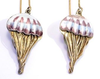 Enamel Jellyfish Earrings Sterling Silver Vermeil