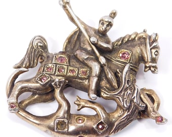 Vintage St. George And The Dragon Brooch