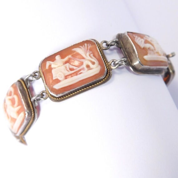 Italian 800 Silver Shell Cameo Bracelet Days Of T… - image 3